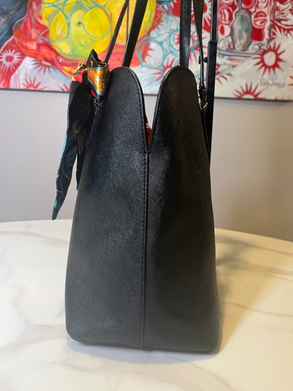 Kate Spade New York Black Saffiano Leather Large Tote Shoulder Bag Work Purse - Picture 4 of 11